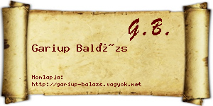 Gariup Balázs névjegykártya